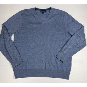 Brooks Brothers Men M Blue Supima Cotton V-Neck Sweater Quiet Luxury